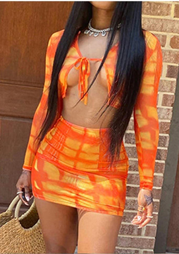 Orange Skirt Set